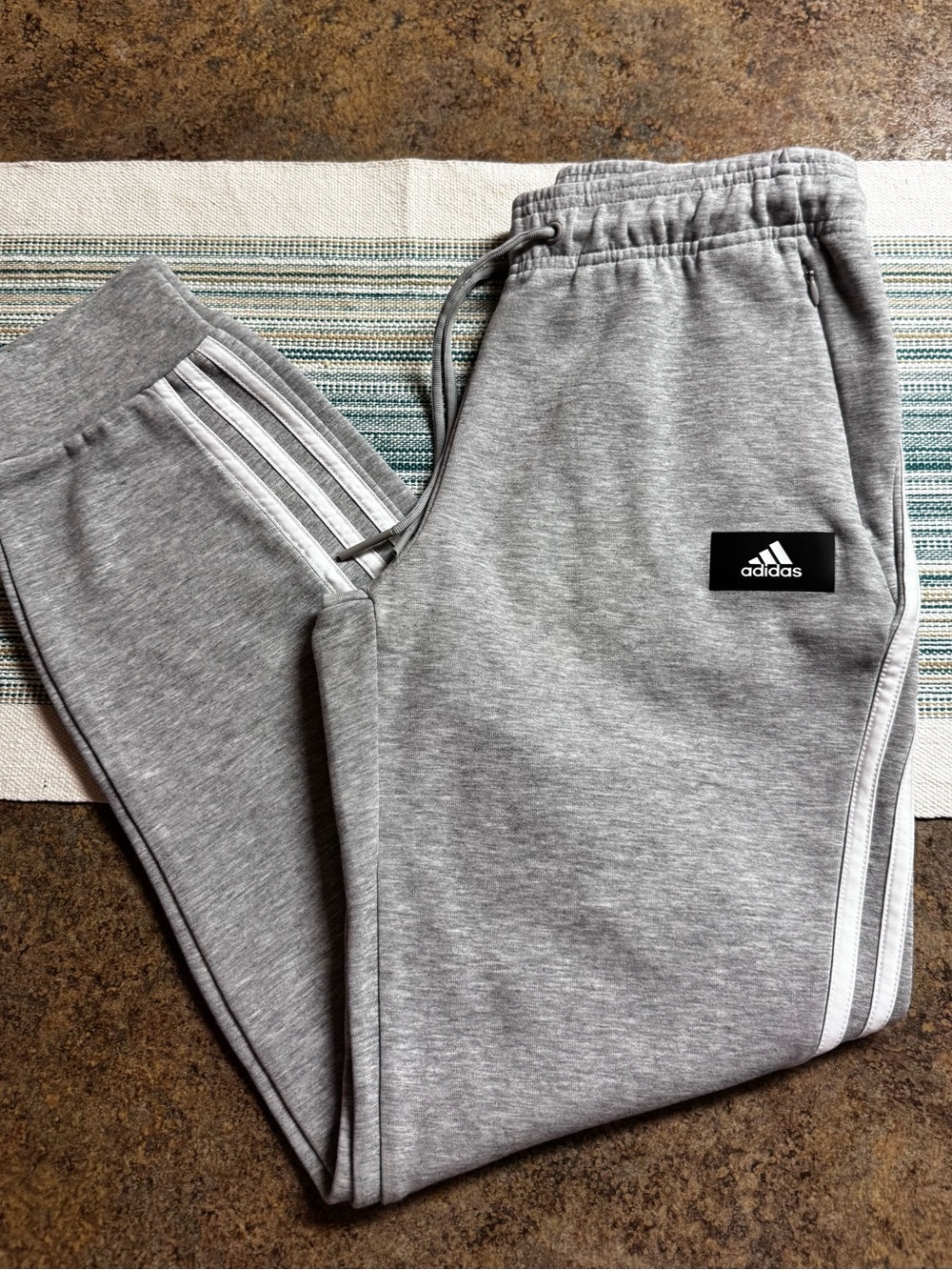 Adidas Woman’s Gray Essentials 3-Stripe Jogger Pants